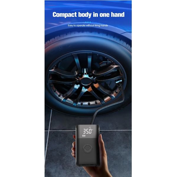 Portable Emergency Tire Inflator Smart Digital Air Pump With LED Light