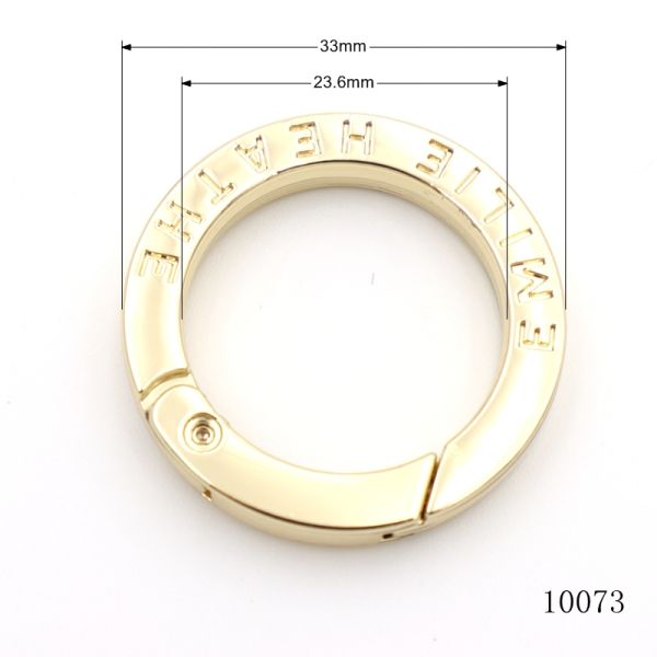 Gold Black Gunmetal Spring O Ring Flat Circle Carabiner Clip
