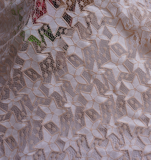 2017 Hot Sale Pink Hollow-out the Five-Star Flower Fall-Plate Stitch  Lace  Fabrics