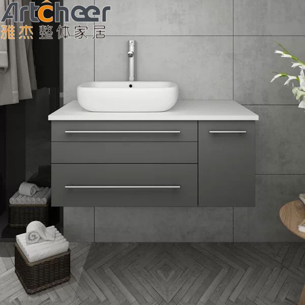 French Style Marble Basin Bathroom Vanity Combo with Smart Mirror and Ceramic Sink