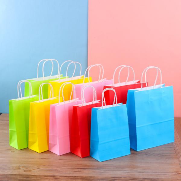 Colorful 21cm 33cm Paper Tote Bags Coffee Milk Tea Takeaway Packaging Bag