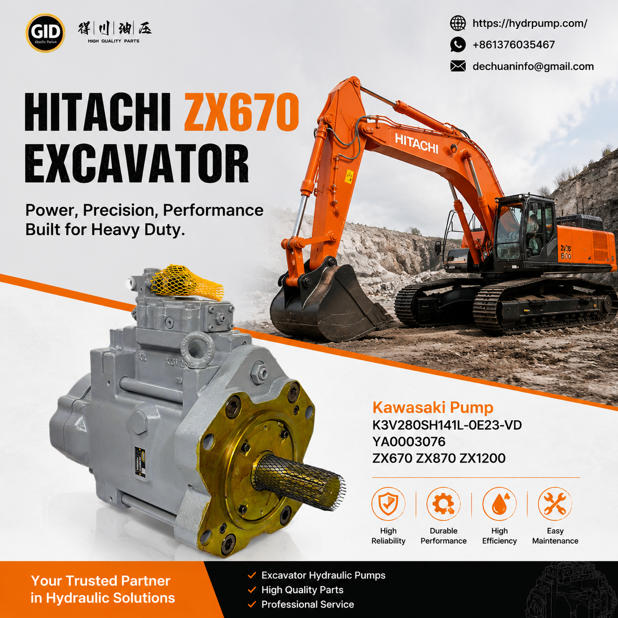 Excavator Hydraulic Pump K3V280SH141L OEM Replacement for ZX1200 High Efficiency Hydraulic System