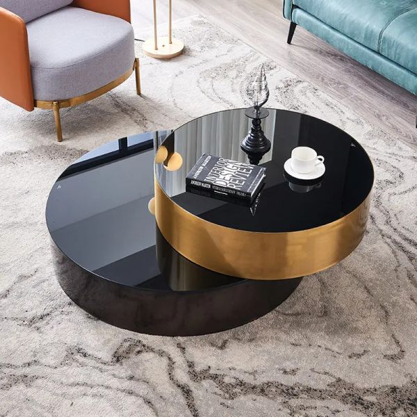 Toughened Glass Living Room Hotel Coffee Table Modern Stainless Steel