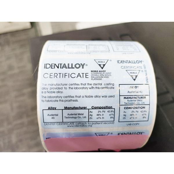 Audental 43 aleación de porcelana de plata y paladio Pd43% noble para restauraciones dentales fuertes y estéticas