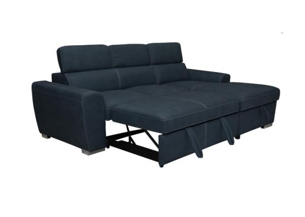 Black Wooden Frame Functional Sofa Bed Technological Fabric Cover Spring Plastic Legs