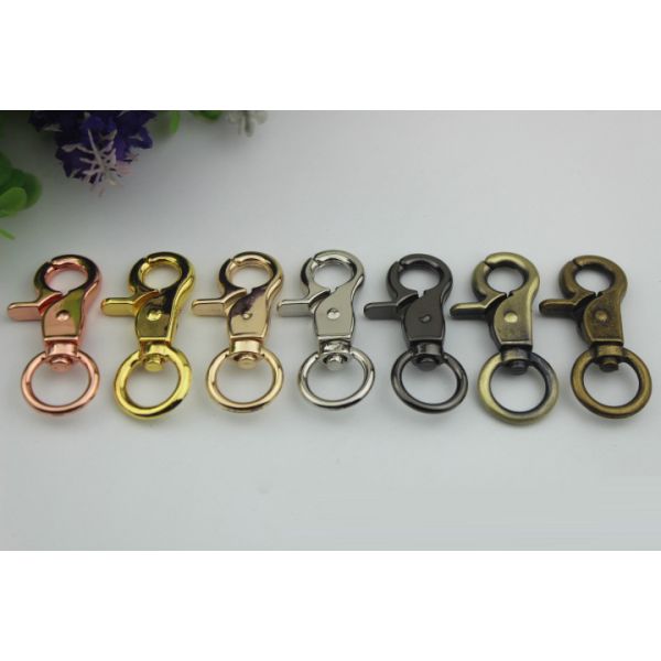 OEM/ODM zinc alloy 13 mm round eye bolt metal dog leash lobster claw swivel snap hook rose for bag accessories