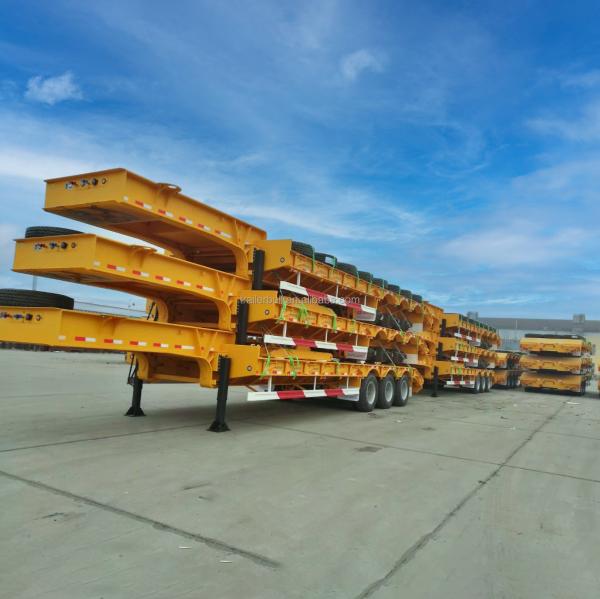 80 Ton Capacity FGN Low Bed Trailers with Wabco Brake System and Loading Deck 596 x 3