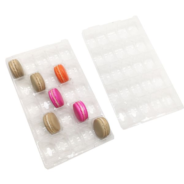 PVC/PET transparent 25pc macaron tray blister macaron packaging box/tray vacuum form macaron packaging tray