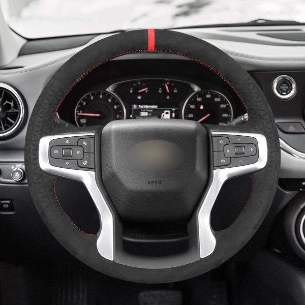 DIY Hand Sewing Super Soft Suede Steering Wheel Cover For Chevrolet Silverado Suburban Blazer 2019-2024