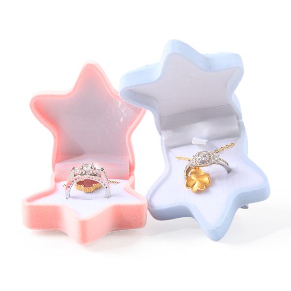 personalized hign quality flip starfish velvet ring box jewelry packaging