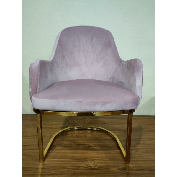 Velvet Cushion U Shaped Base 57cm Wrought Iron Dining Chair