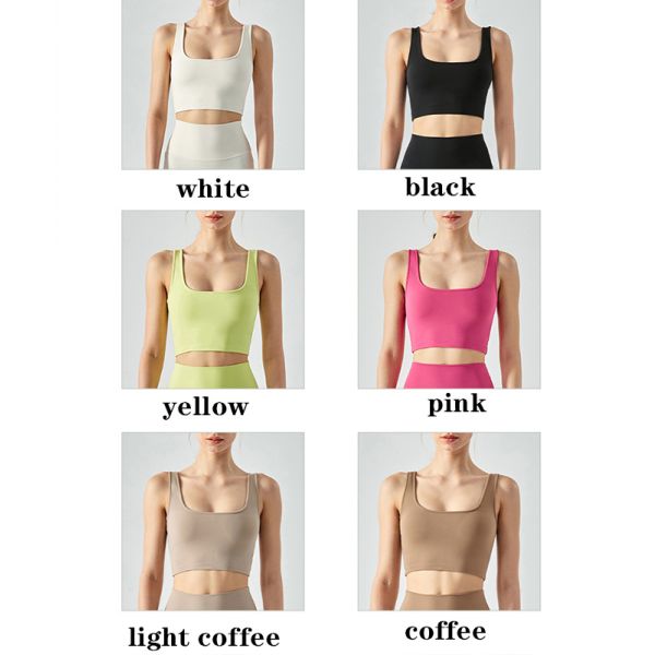 Hot Summer Square Neck Sports Bra Ladies Fitness Running Top Yoga Vest