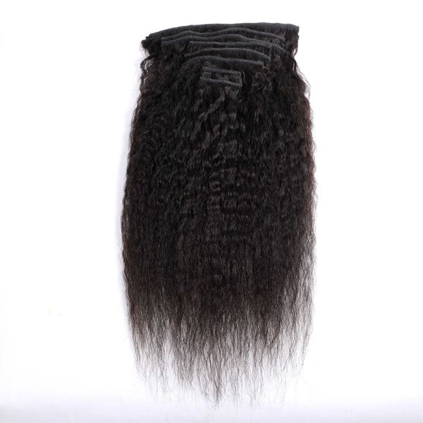 100% Human Hair Clip In Extensions Good Kinky Straight Natural Hair Extension