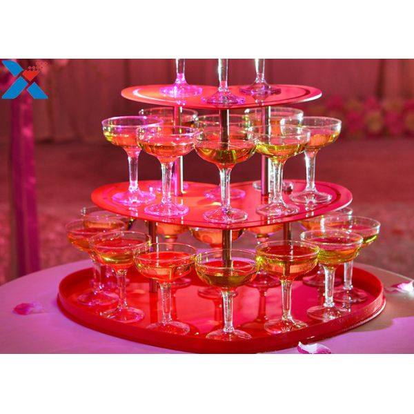 Party Acrylic Wine Rack , 3 Layers Acrylic Champagne Tower For Wedding