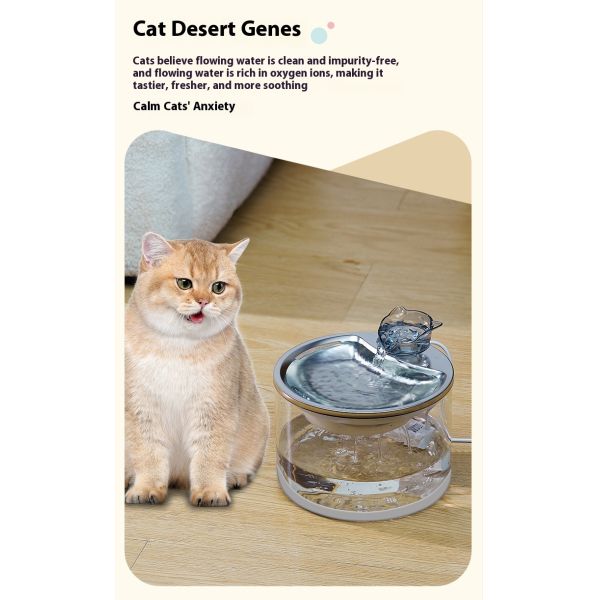 Eco-Friendly Automatic Circulating Water Dispenser for Smart Cats Dogs New Solid Pattern Glass Pet Water Dispenser Charge Power