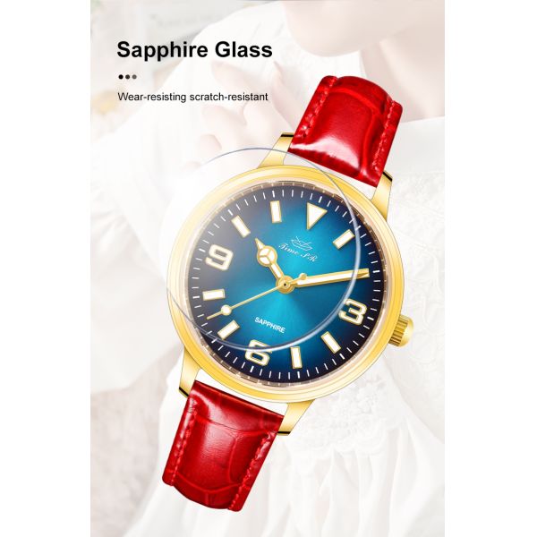 Projeto impermeável de aço inoxidável da correia de couro do relógio de quartzo do diamante 3ATM da caixa da liga da forma para mulheres