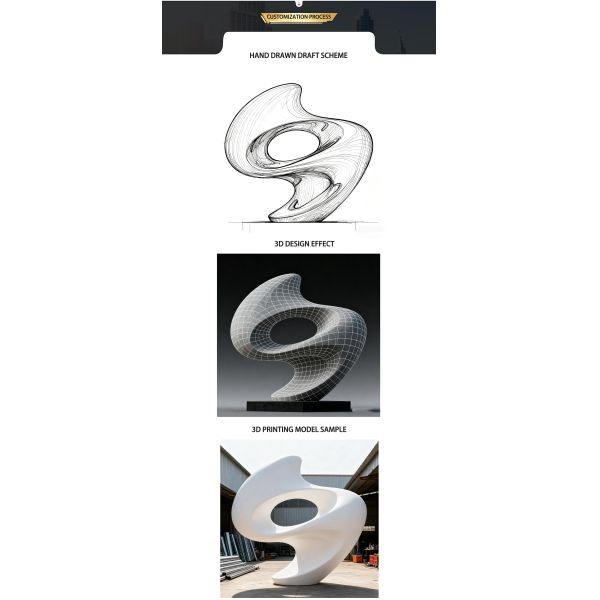 Oversized Outdoor Art Style Stainless Steel Sculpture, Modern Abstract Landscape Decorative Ornament