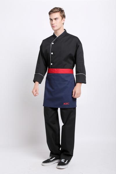 Sarja 2/1 de cozinheiro chefe preto Búzio-livre Wear do avental do algodão 35% do poliéster 65% meio
