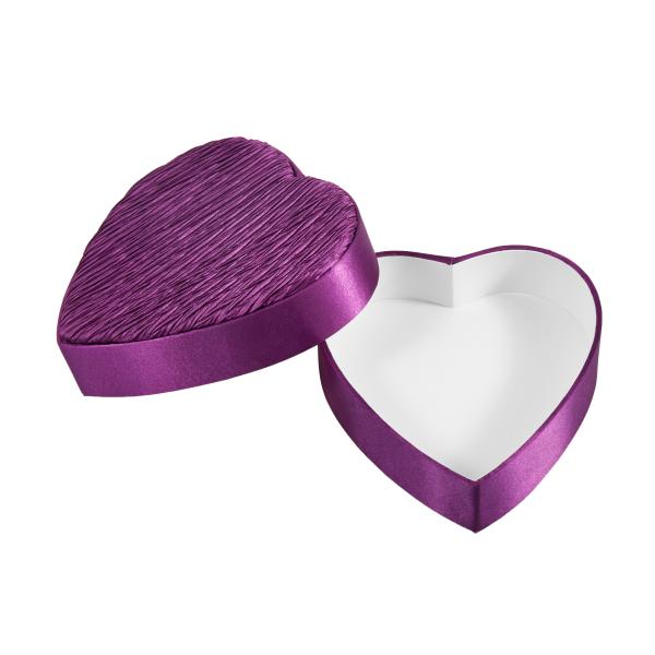 Elegant Purple Satin Heart Shaped Gift Box Romantic Proposal Box For Jewelry Gifts