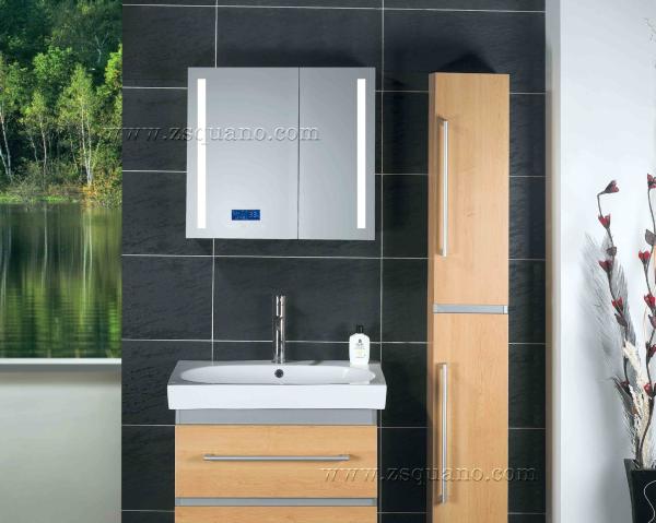 Digital Clock Wall Mirror Cabinet Aluminum Bathroom LED Mirror Cabinet Rectangle