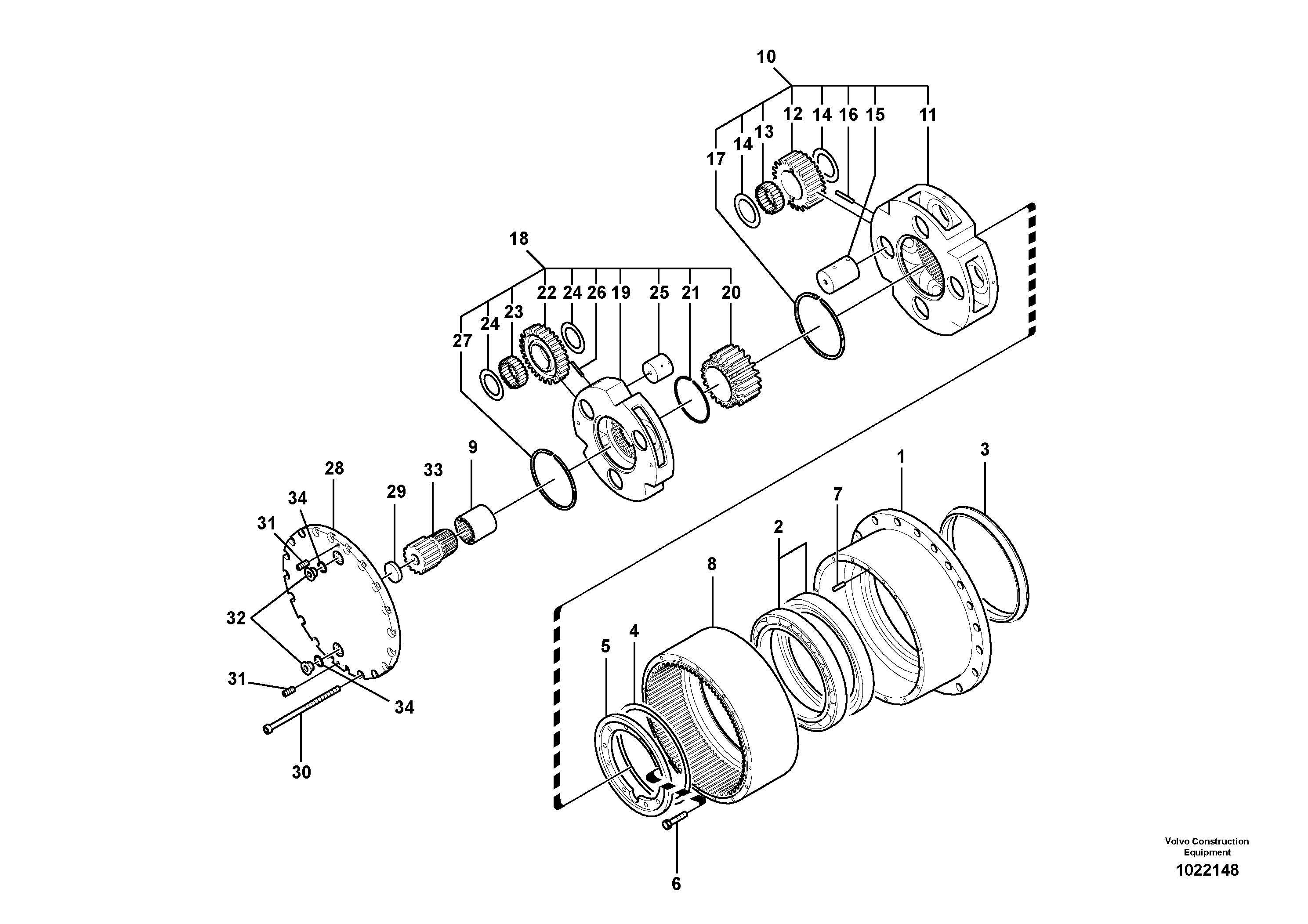 SA7117-30050 EC210 Travel Gear Box VOE14528733 VOE14693056 VOE14693057 DH220-5 EC210 Final Drive