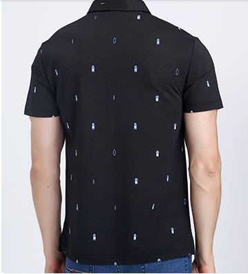 Black Bamboo Cotton Tee Shirts , Custom Printing Golf Polo T Shirts With Pattern