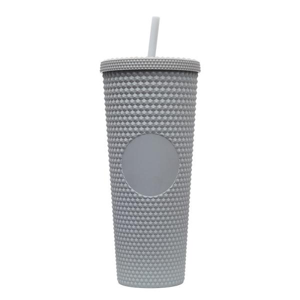 Double Wall Insulation 24oz Studded Tumbler Diamond Durian Pineapple Plastic Matte Black Studded Cup Coffee Tumbler With Lid Straw Fashionable