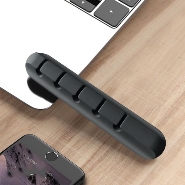 Collier de câble pratique de silicone de LFGB, dispositif de stockage de remplissage de câble de dispositif d'enroulement de câble d'USB de silicone de directeur de câble de bureau