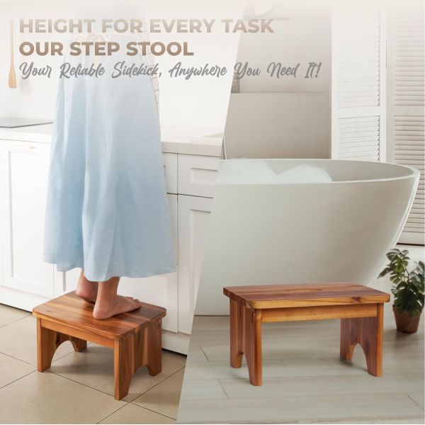 202405 Heavy Duty Portable Wooden Step Stool Nonslip and Convenient for Adults