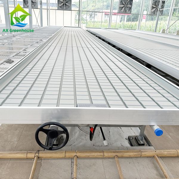 Table de culture hydroponique mobile pour l'agriculture Bancs roulants de serre pour les fleurs
