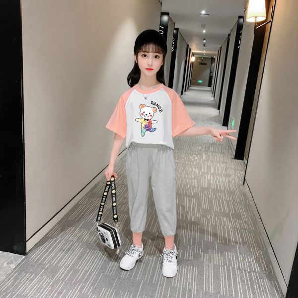 ODM Весенние камвольные повседневные футболки для девочек Топы 95% хлопок 5% спа