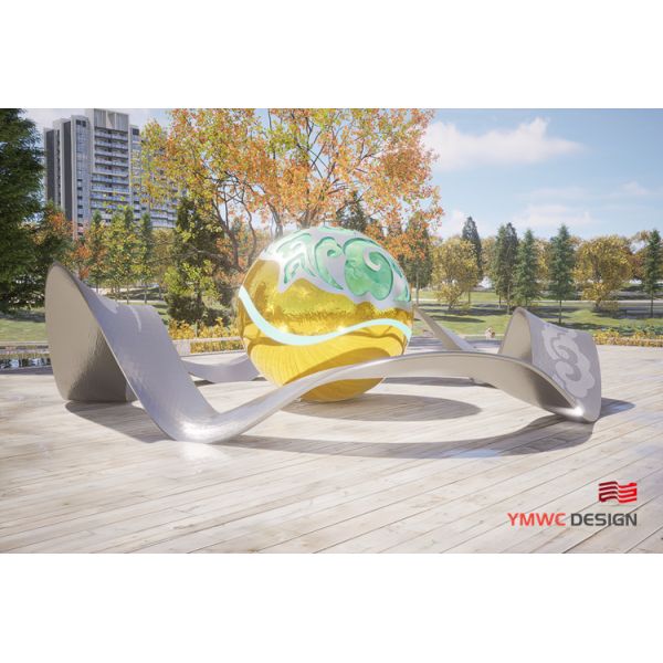 Outdoor Landscape Stainless Steel Abstract Art Sculpture with Customized LED Lights