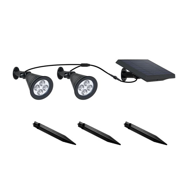 Outdoor Landscapes ABS Double Head Solar Power Garden Light with 2- and Wire Security