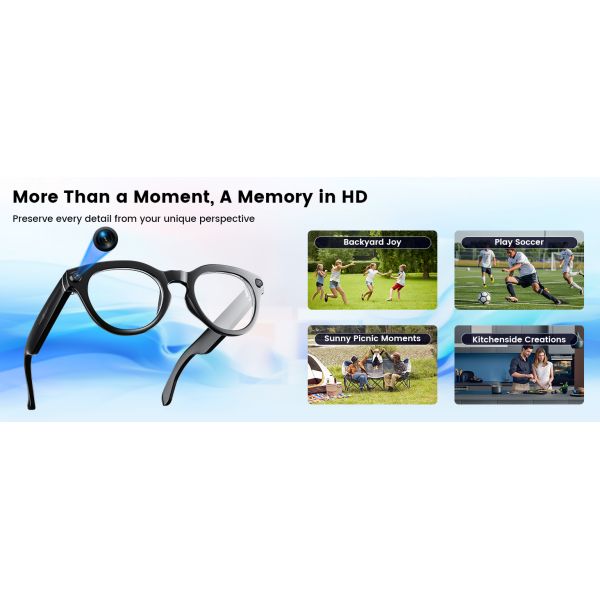 AI Smart Glasses With 8MP Camera, Real-Time Translation, 4K Video & Dual Microphone Noise Cancellation, Voice Assistant, For Travel, Vlogging, Meetings