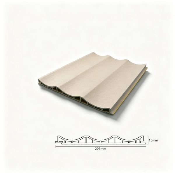 3 Arcs 3D Inner PVC Fluted Wall Panels Hollow Wavy Lightweight Cladding Design for Hotel Lobby Decor