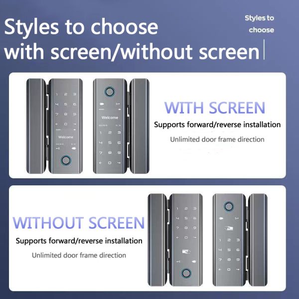Tuya Smart Door Lock for Glass Doors with Easy Installation Fingerprint Unlock and APP Remote Control
