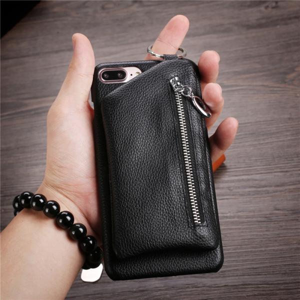 Phone accessory for iPhone 8 Leather Wallet Case, lichi genuine leather case for iphone X