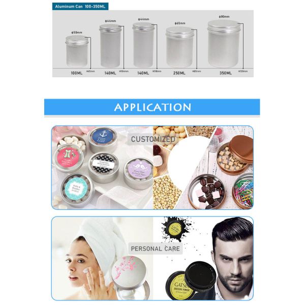 Жестяной коробки коробки олова опарника металла сливк 5ML-250ML опарник косметической алюминиевый