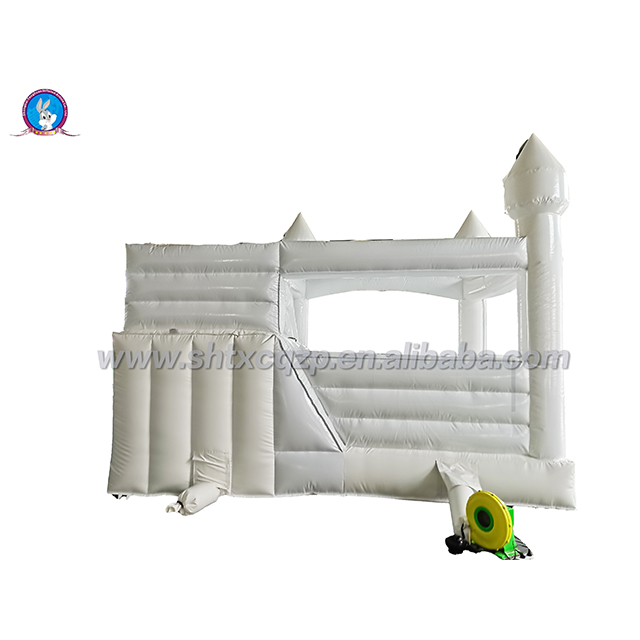 Inflatable Castle Jumping Bouncer Slide Combo Bouncy Castle White Wedding Moon Bounce House with Ball Pit for Kids
