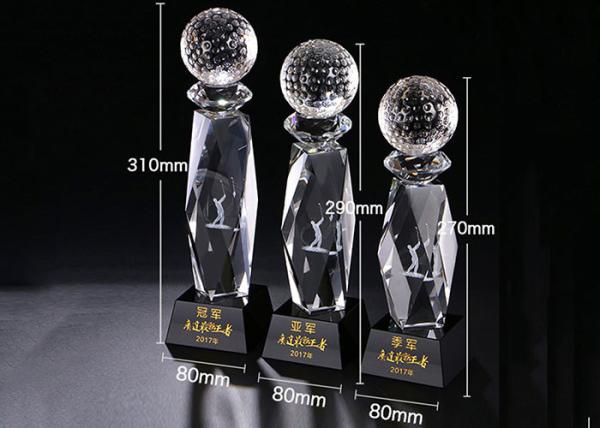 Figura OEM do golfe do laser de Crystal Trophy Cup With Inside 3D do evento do golfe disponível
