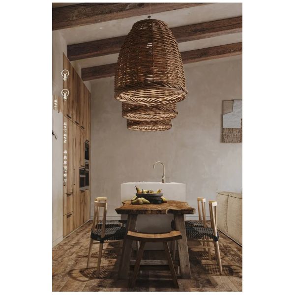 Kitchen Pendant Lamp Resort Hotel American Natural Handmade Real Rattan Pendant Lamp(WH-WP-119)