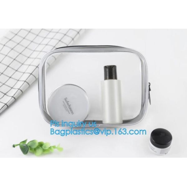 recyclable travel PVC cosmetic bag travel set bag, PVC Zip Lock Plastic Cosmetic Travel Packaging Bag, PVC Zipper Travel