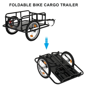 Foldable Bike Cargo Trailer with Bike Hitch, Bicycle Wagon Trailer with 16