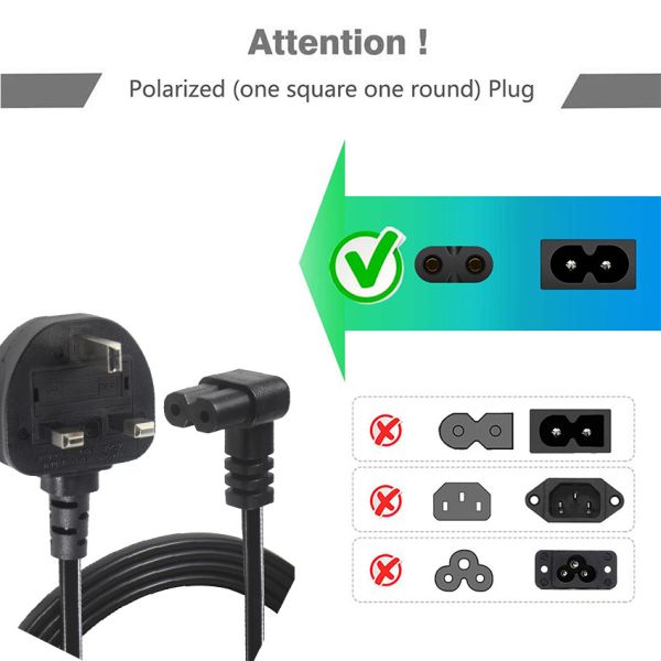 UK Plug to IEC C7 Power Cord 250V 10A PVC Jacket