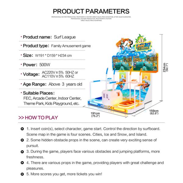 Surf League Sports Arcade Machine Coin Operated Games