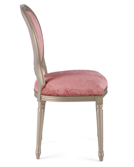 Golden wooden color occasional event dining chiar nice linen fabric round back rental chair with nails wooden carved