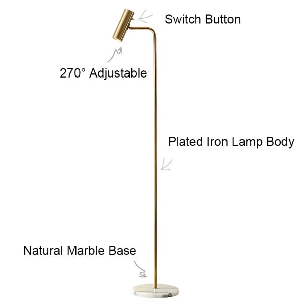 Modern Minimalist Floor Lamp Gold/Black/White Foyer Bedroom Office Metal Lighting Fixture(WH-MFL-11)