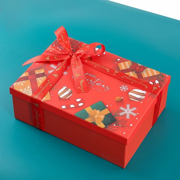 Merry Christmas Gift Box Set Festive Scarf Present Packaging Heaven And Earth Lid Design Full Color Holiday Print
