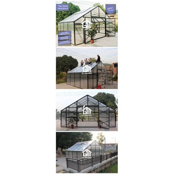 Aluminum Greenhouse-Titan series-406X506X302CM-Green/Black Color-10mm thick PC