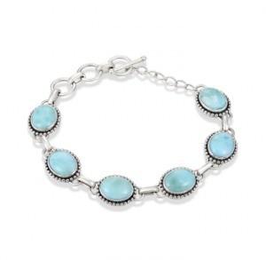 Adjustable Dominica Genuine Larimar Silver Cuff Bracelet For Teenage Jewelry